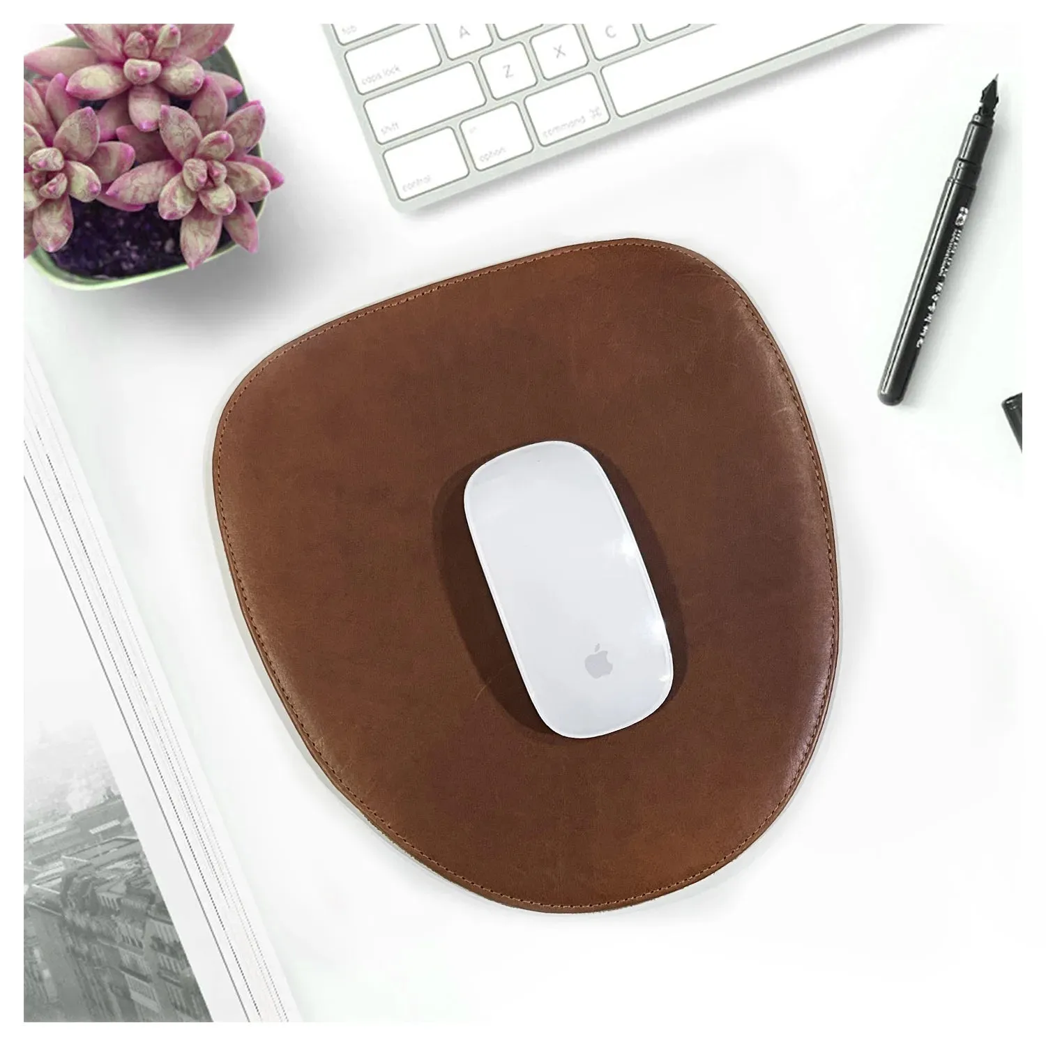 Leather Mouse Pad - Desk Pad for Computers, Laptop, Office & Home