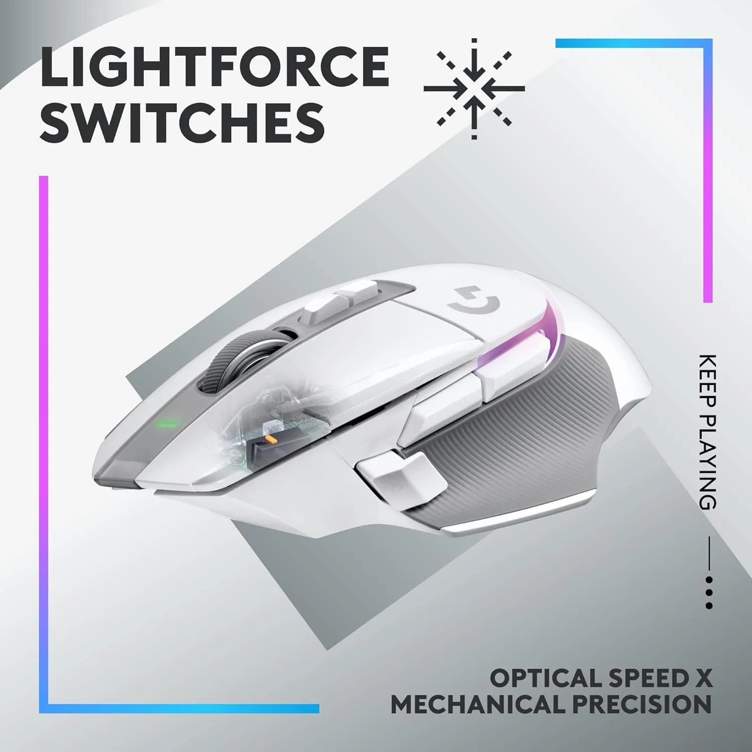 Logitech G502 X PLUS LIGHTSPEED Wireless RGB Gaming Mouse - LIGHTFORCE Hybrid Switches, HERO 25K Sensor, LIGHTSYNC RGB, PC & macOS/Windows Compatible - White