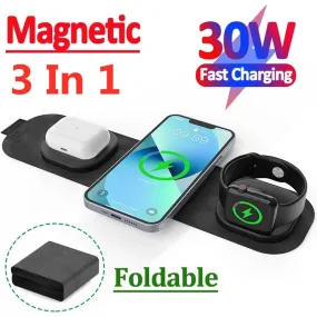 Magnetic 3 in 1 Wireless Charger For Apple Devices