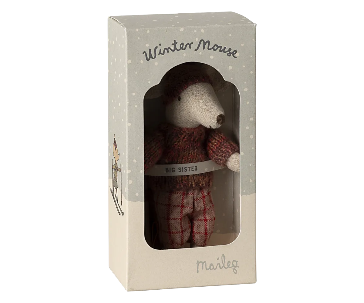 Maileg Rose Winter Mouse with Ski Set – Big Sister