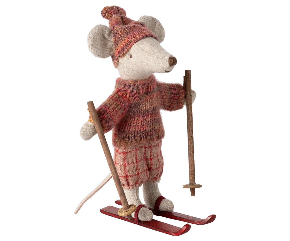 Maileg Rose Winter Mouse with Ski Set – Big Sister