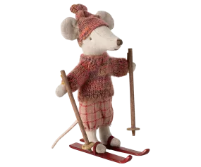 Maileg Rose Winter Mouse with Ski Set – Big Sister