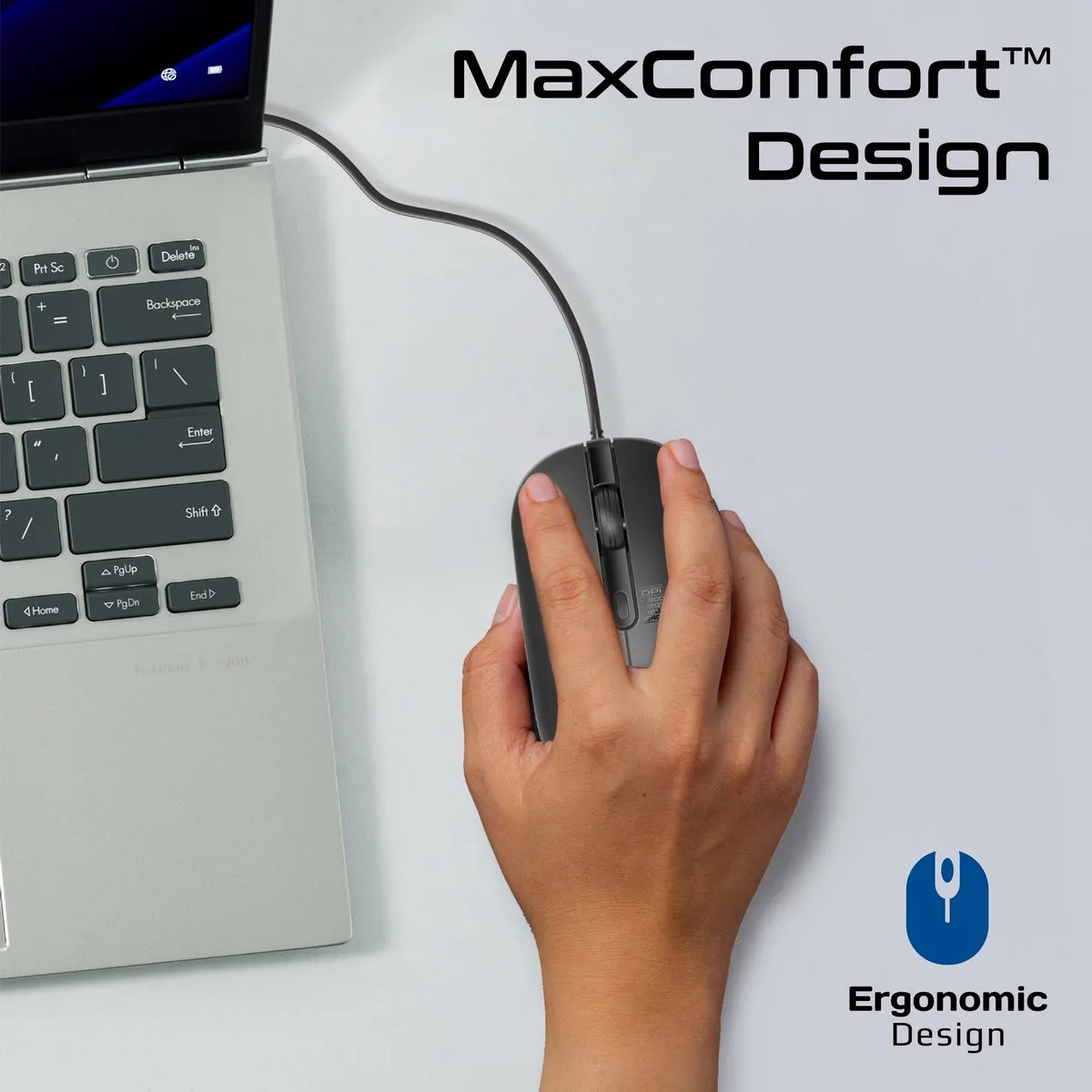 MaxComfort™ Adjustable DPI Wired Optical Mouse