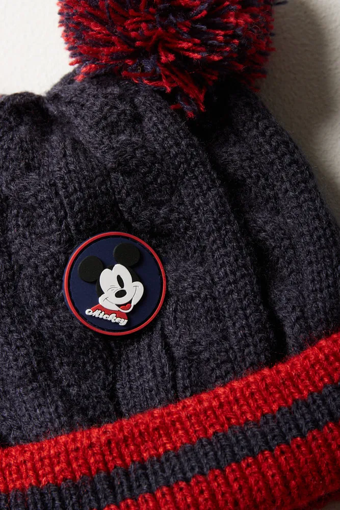 Mickey Mouse Beanie & Mittens Set Navy