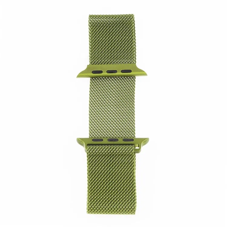 Milanese Loop Magnetic Stainless Steel Watch Band for Apple Watch Series 10 42mm / 9&8&7 41mm / SE 3&SE 2&6&SE&5&4 40mm / 3&2&1 38mm(Army Green)