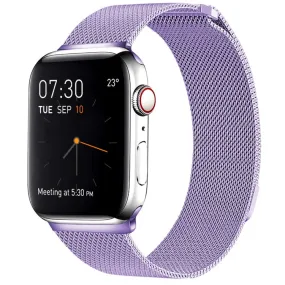 Milanese Loop Magnetic Stainless Steel Watch Band for Apple Watch Series 7 41mm / 6 & SE & 5 & 4 40mm / 3 & 2 & 1 38mm(Light Purple)