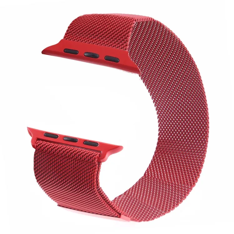 Milanese Loop Magnetic Stainless Steel Watch Band for Apple Watch Series 7 41mm / 6 & SE & 5 & 4 40mm / 3 & 2 & 1 38mm(Red)