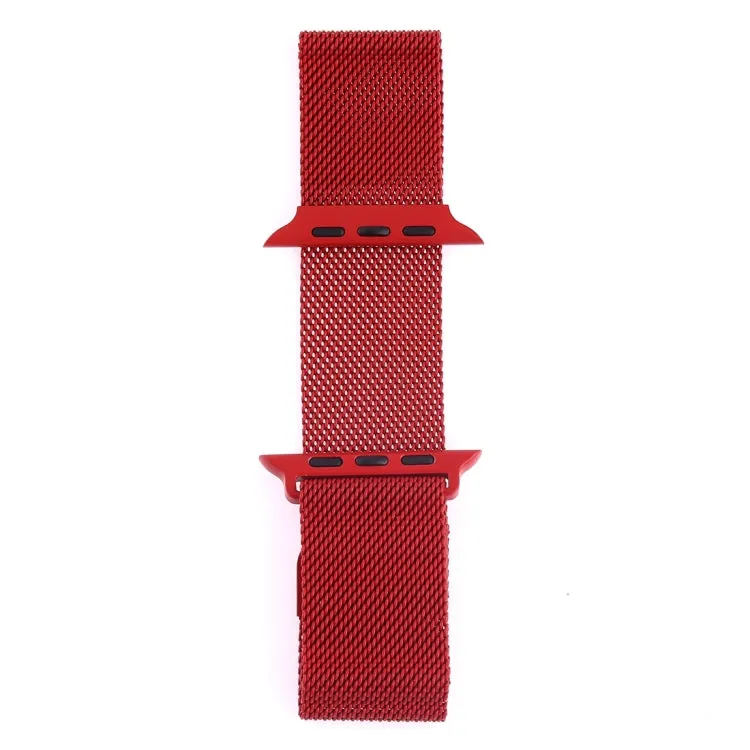 Milanese Loop Magnetic Stainless Steel Watch Band for Apple Watch Series 7 41mm / 6 & SE & 5 & 4 40mm / 3 & 2 & 1 38mm(Red)