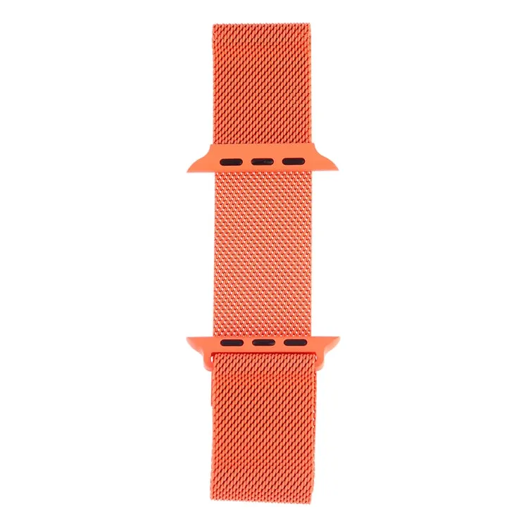 Milanese Loop Magnetic Stainless Steel Watch Band for Apple Watch Ultra 49mm&Watch Ultra 2 49mm / Series 10 46mm / 9&8&7 45mm / SE 3&SE 2&6&SE&5&4 44mm / 3&2&1 42mm(Orange)