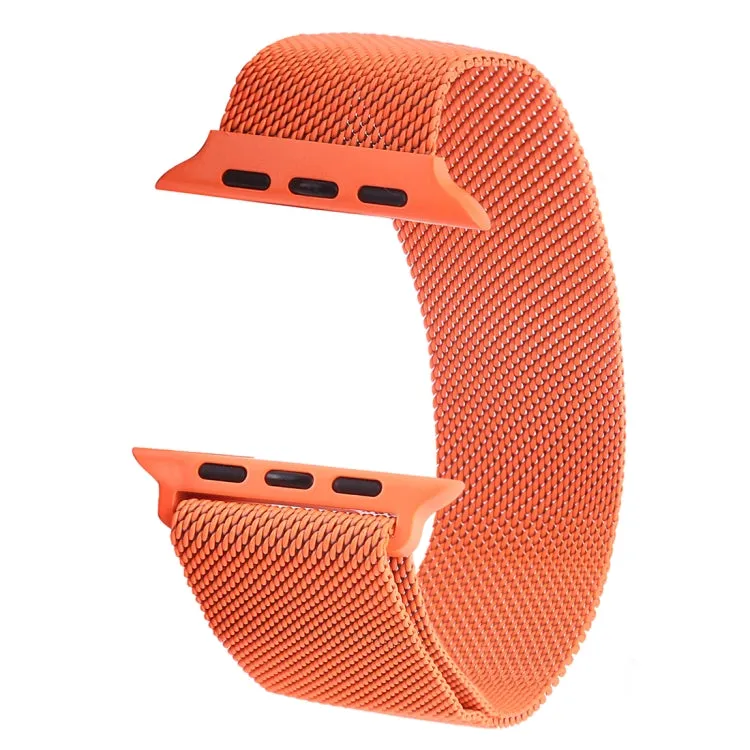 Milanese Loop Magnetic Stainless Steel Watch Band for Apple Watch Ultra 49mm&Watch Ultra 2 49mm / Series 10 46mm / 9&8&7 45mm / SE 3&SE 2&6&SE&5&4 44mm / 3&2&1 42mm(Orange)