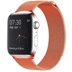 Milanese Loop Magnetic Stainless Steel Watch Band for Apple Watch Ultra 49mm&Watch Ultra 2 49mm / Series 10 46mm / 9&8&7 45mm / SE 3&SE 2&6&SE&5&4 44mm / 3&2&1 42mm(Orange)