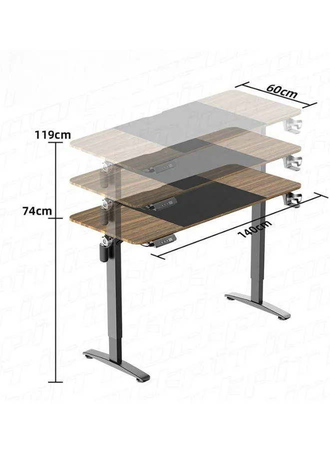 Modern Height Adjustable Gaming Desk with Cup Holder and Mouse Pad