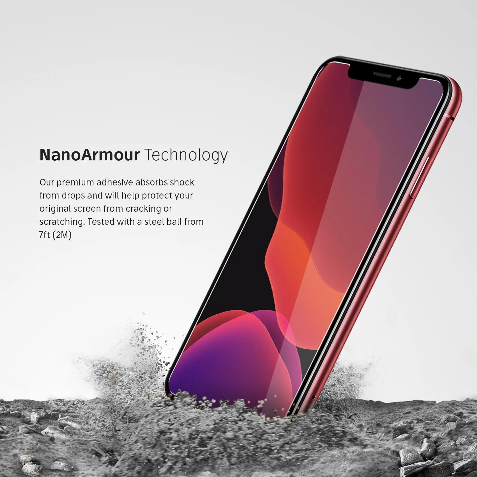 NanoArmour iPhone 11 Tempered Glass Screen Protector Antimicrobial Case Friendly