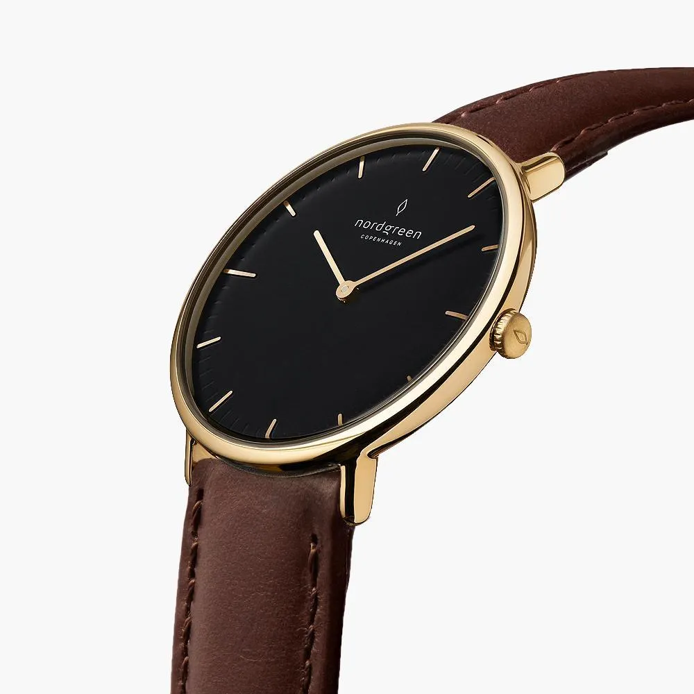 Native | Black Dial - Dark Brown Leather