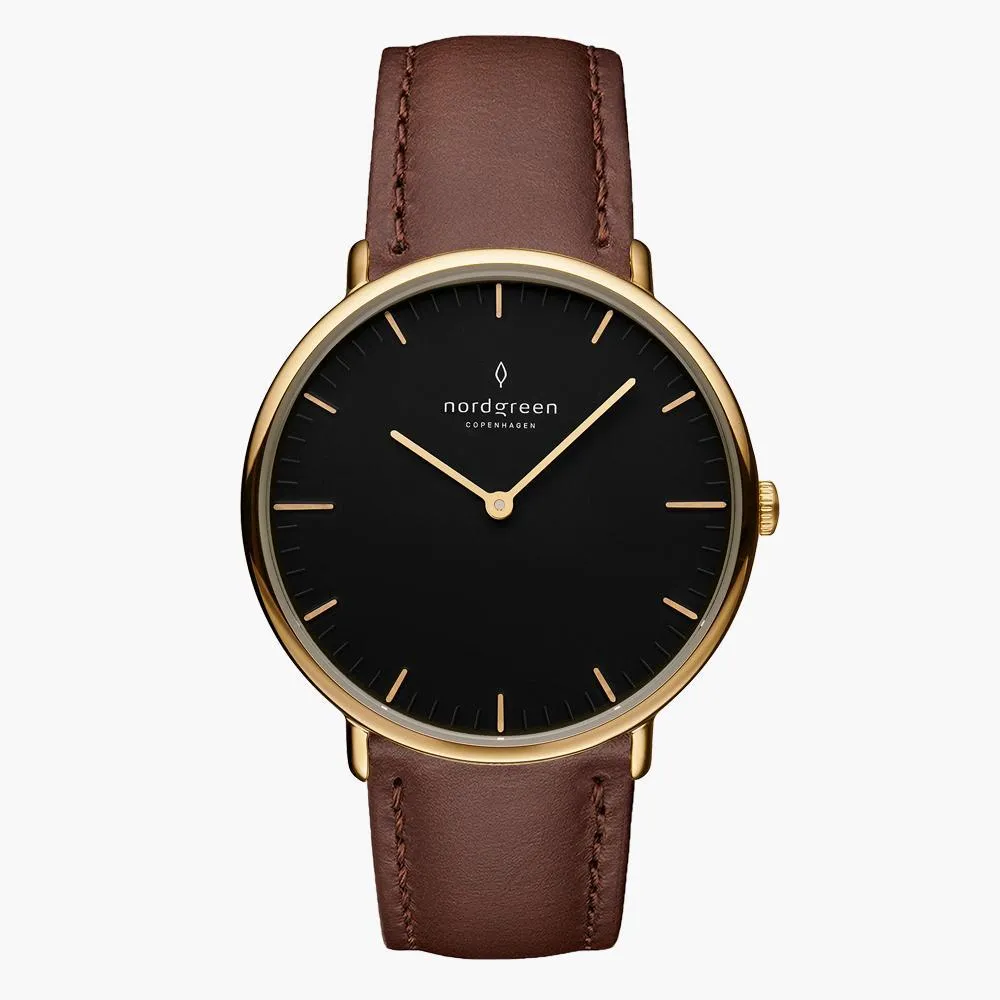 Native | Black Dial - Dark Brown Leather