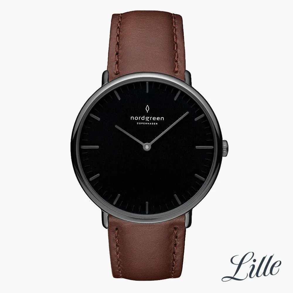 Native | Black Dial - Dark Brown Leather