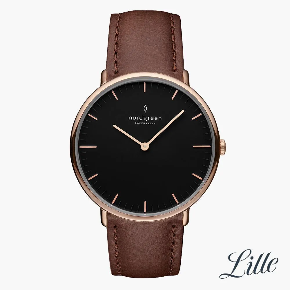 Native | Black Dial - Dark Brown Leather