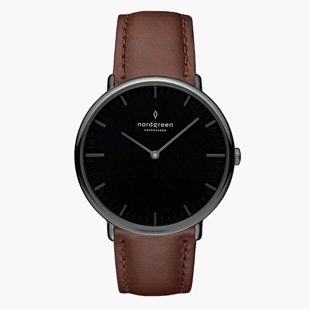 Native | Black Dial - Dark Brown Leather