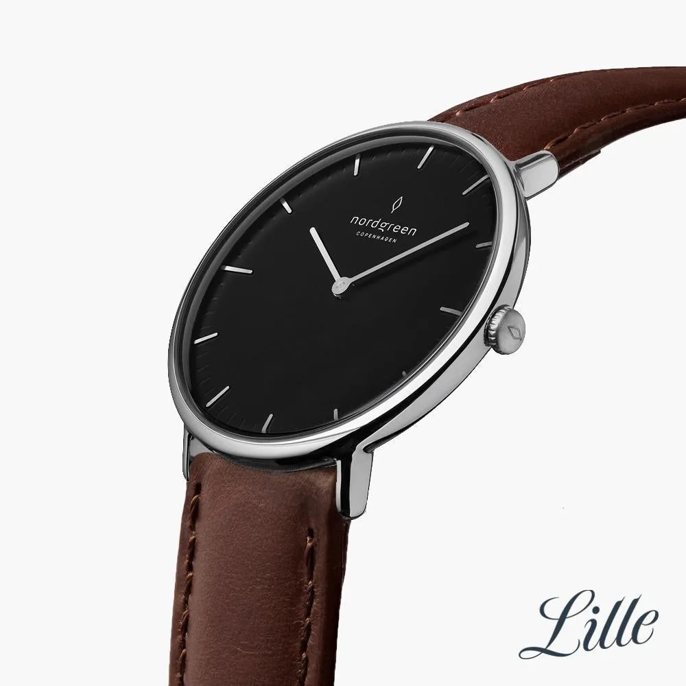 Native | Black Dial - Dark Brown Leather