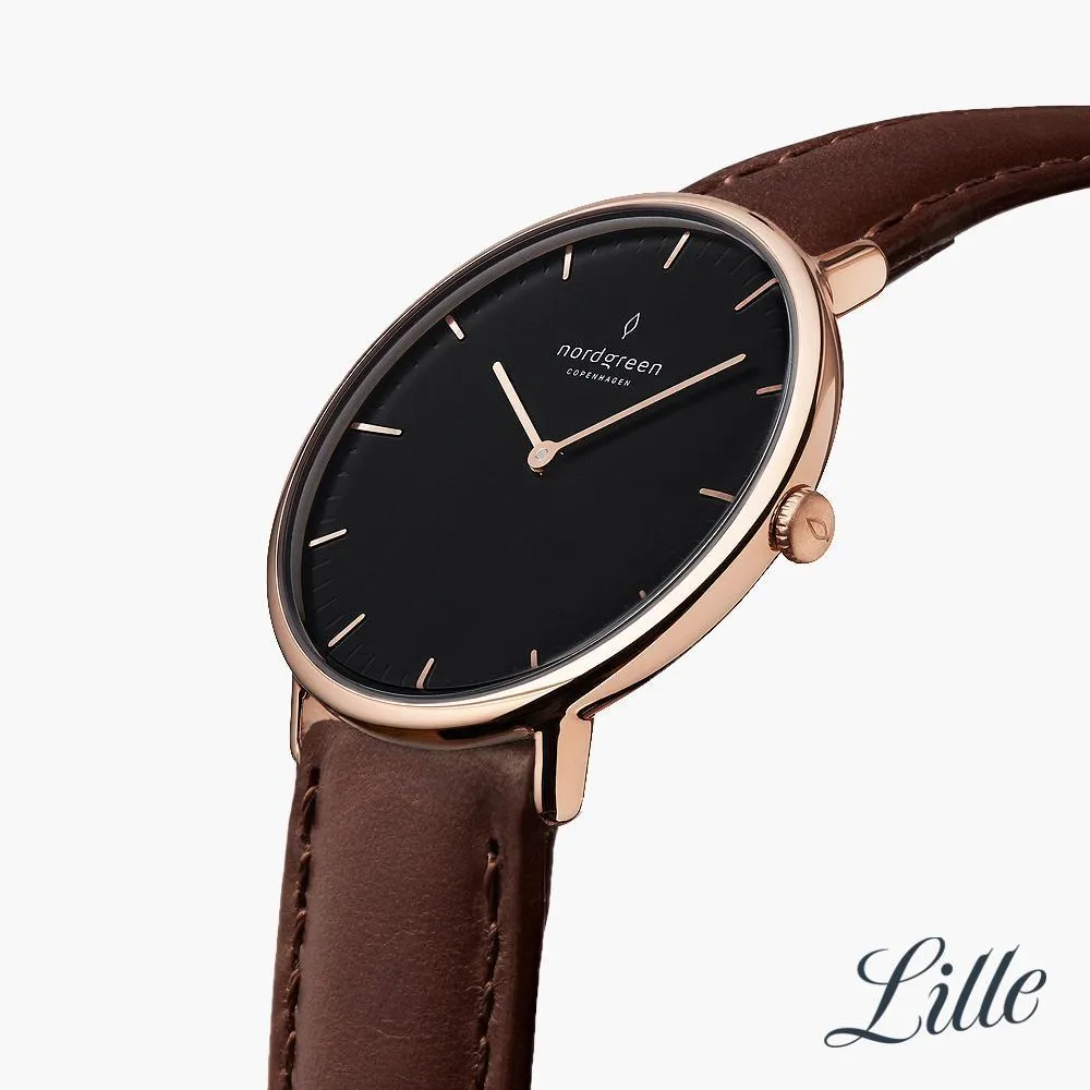 Native | Black Dial - Dark Brown Leather