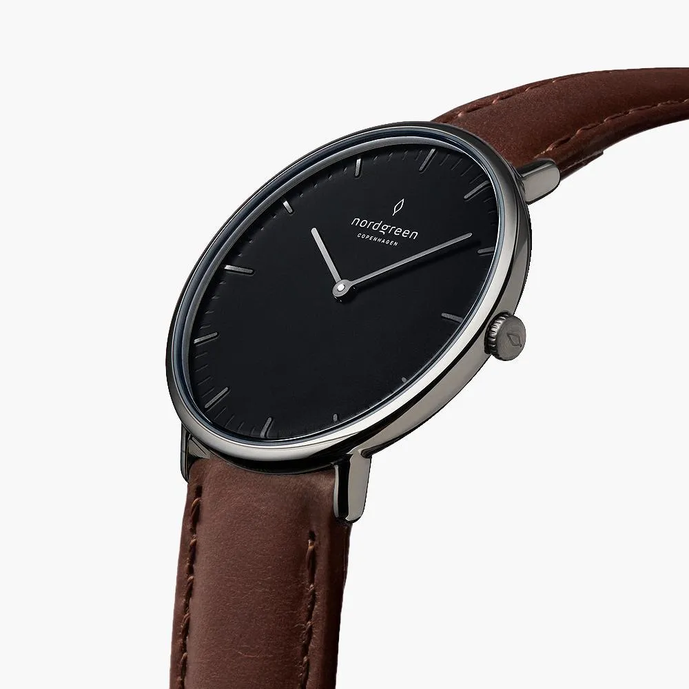 Native | Black Dial - Dark Brown Leather