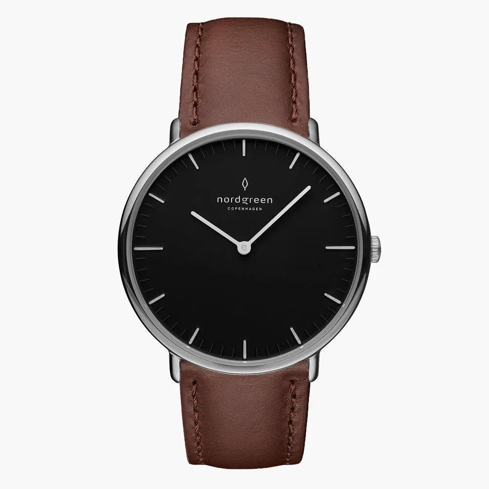 Native | Black Dial - Dark Brown Leather