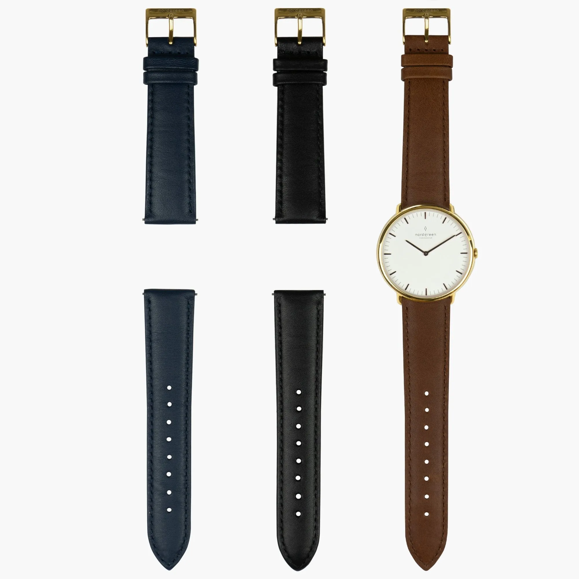 Native - BUNDLE White Dial | Gold | Brown / Black / Navy Straps