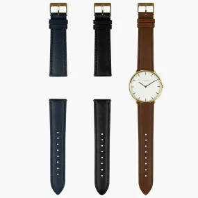 Native - BUNDLE White Dial | Gold | Brown / Black / Navy Straps