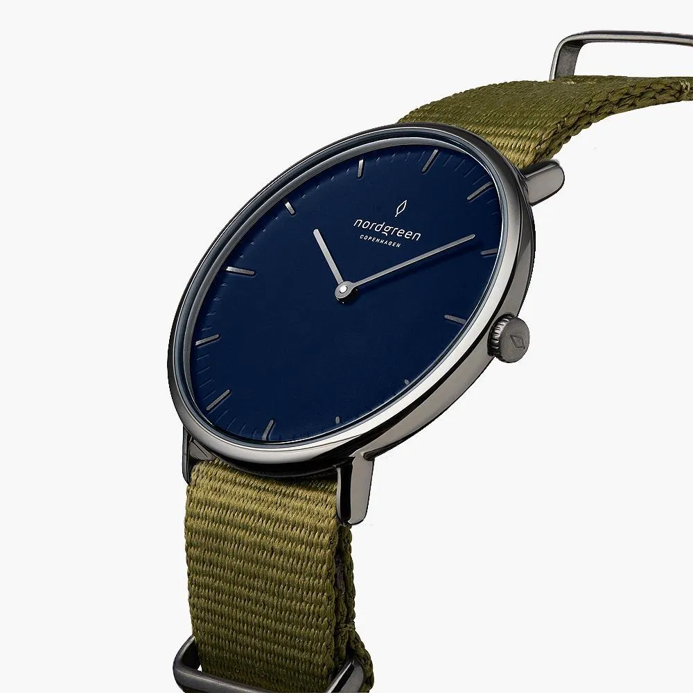 Native | Navy Dial - Olive Green Nylon