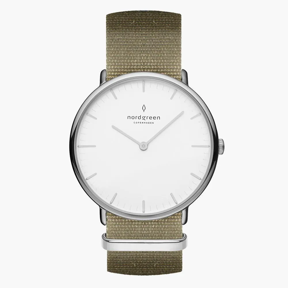 Native | White Dial - Olive Green Nylon