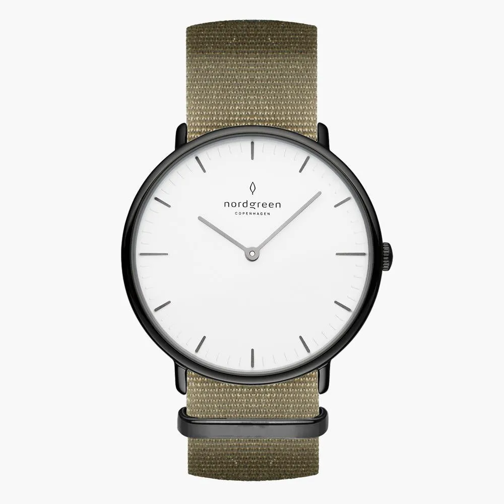 Native | White Dial - Olive Green Nylon