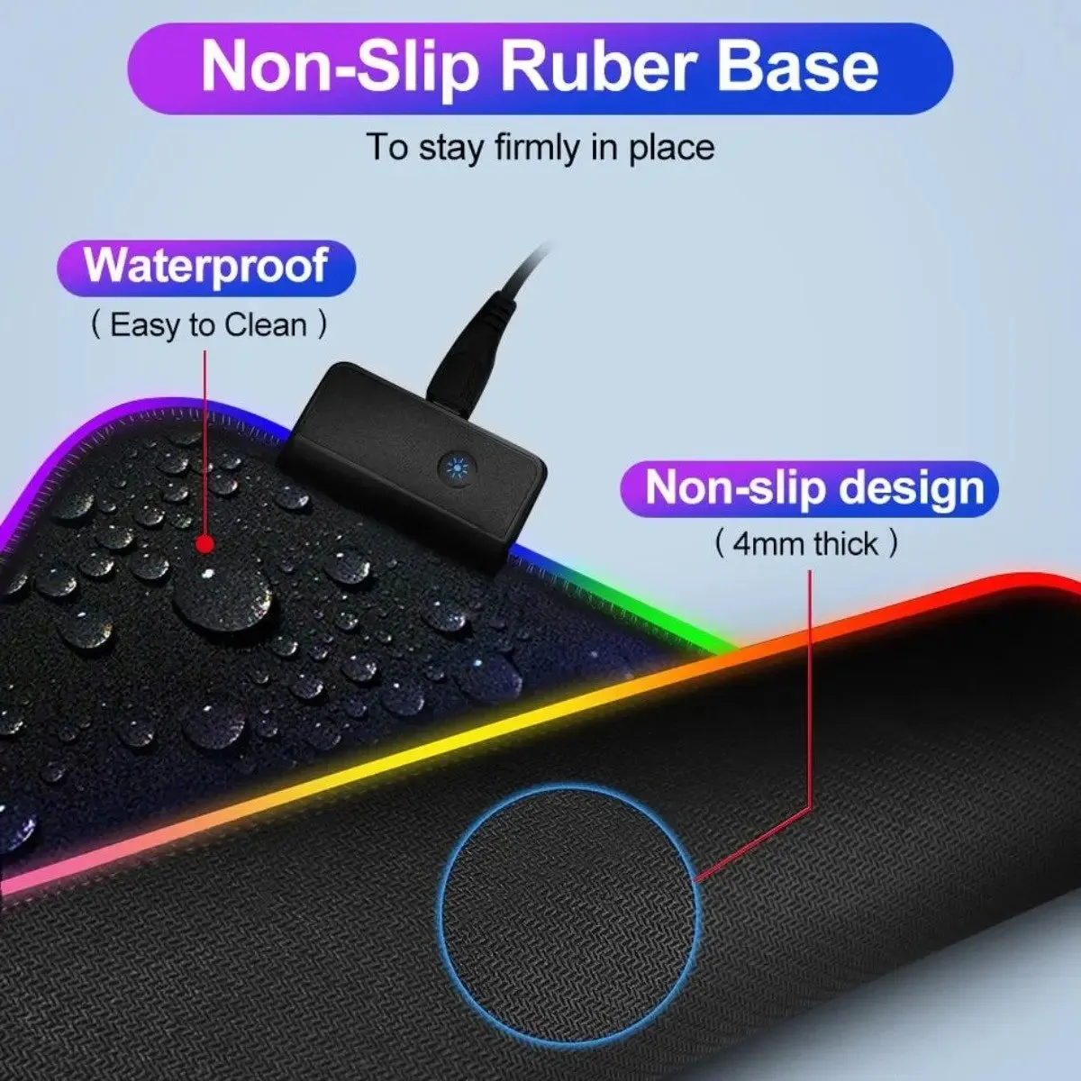 Ninja Dragons RGB Gaming 1 Touch Light Up Mouse Pad - Large Size -RGB Gaming Mouse Pad