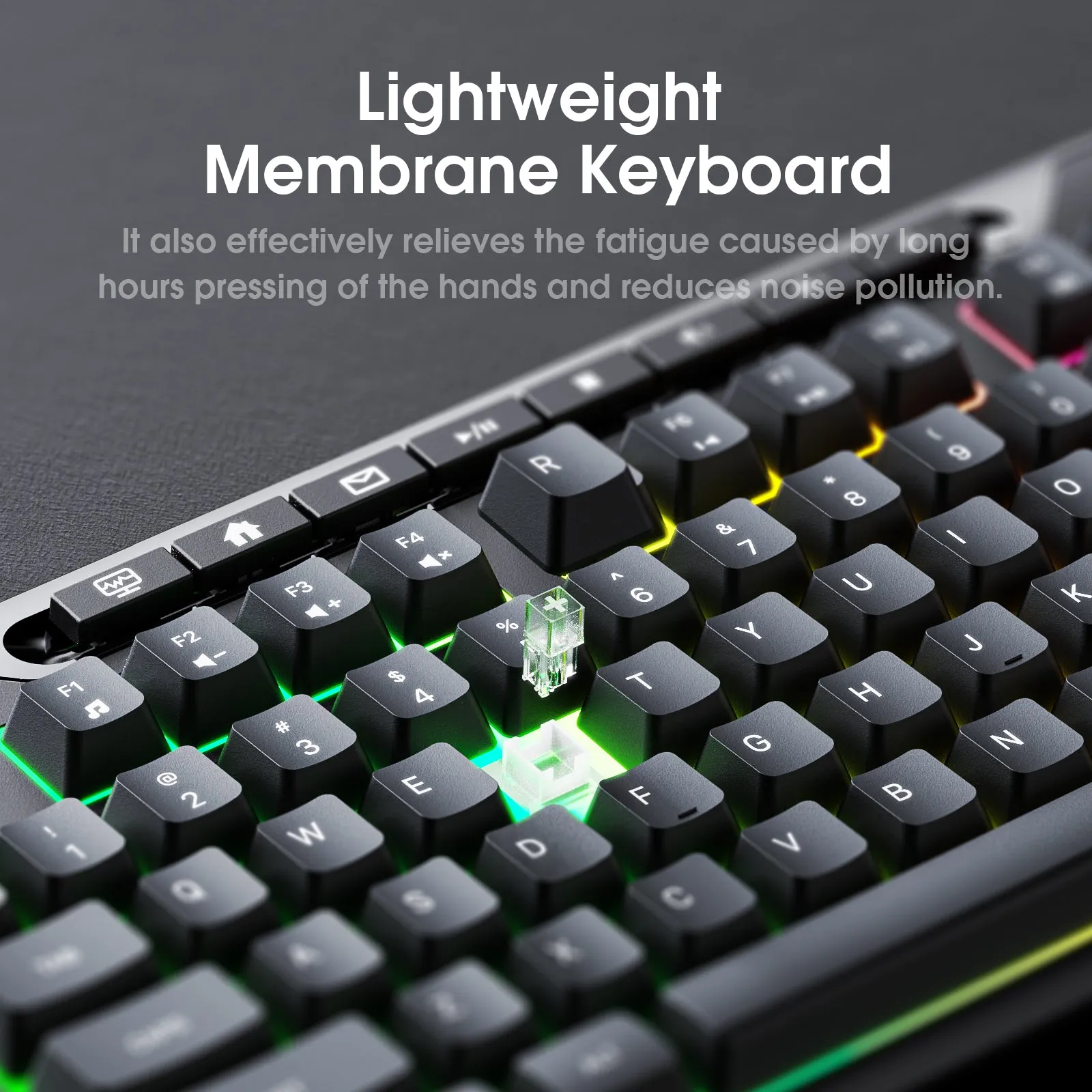 ONIKUMA G32 Matte Black Wired Gaming Keyboard with RGB Backlit Matte Key Caps