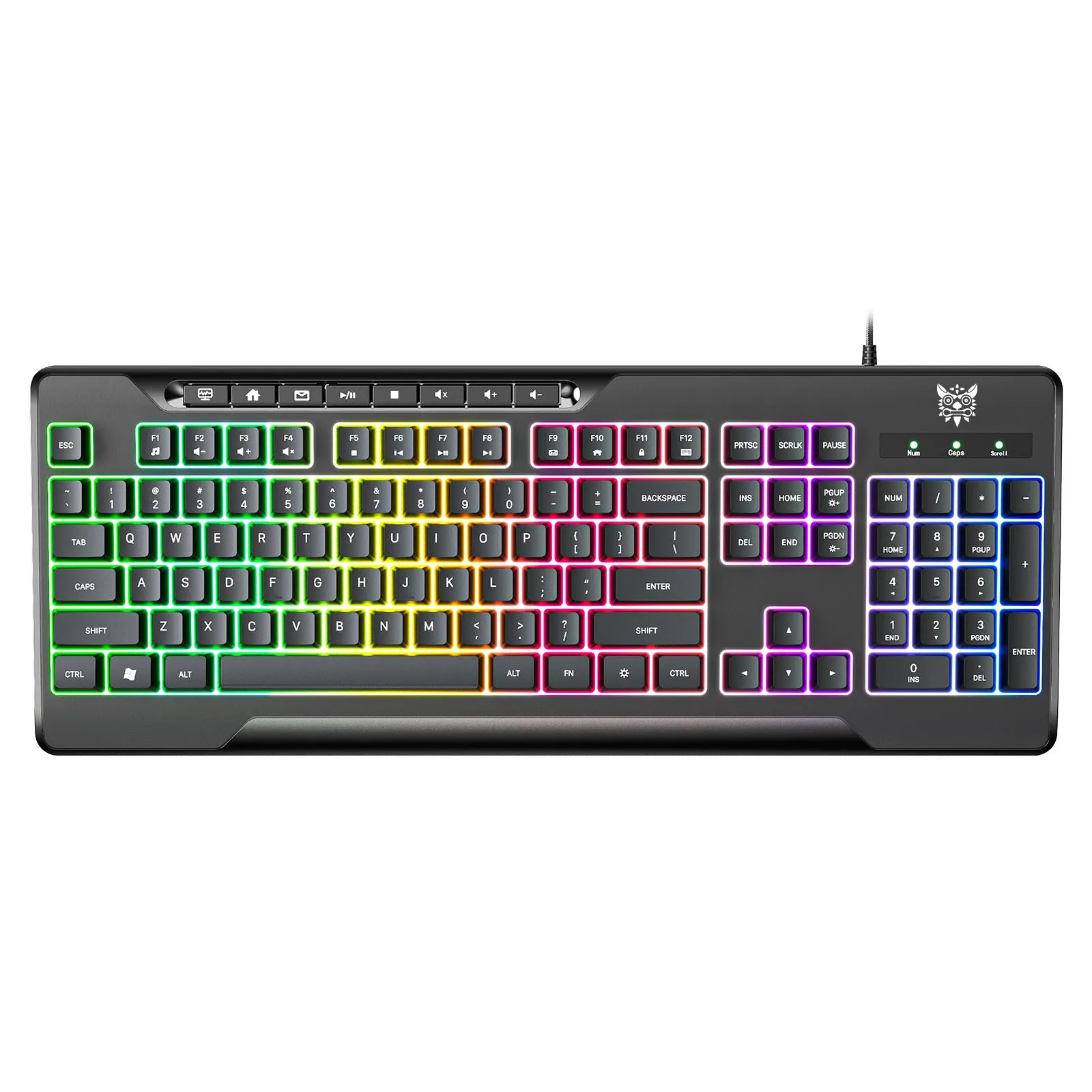 ONIKUMA G32 Matte Black Wired Gaming Keyboard with RGB Backlit Matte Key Caps