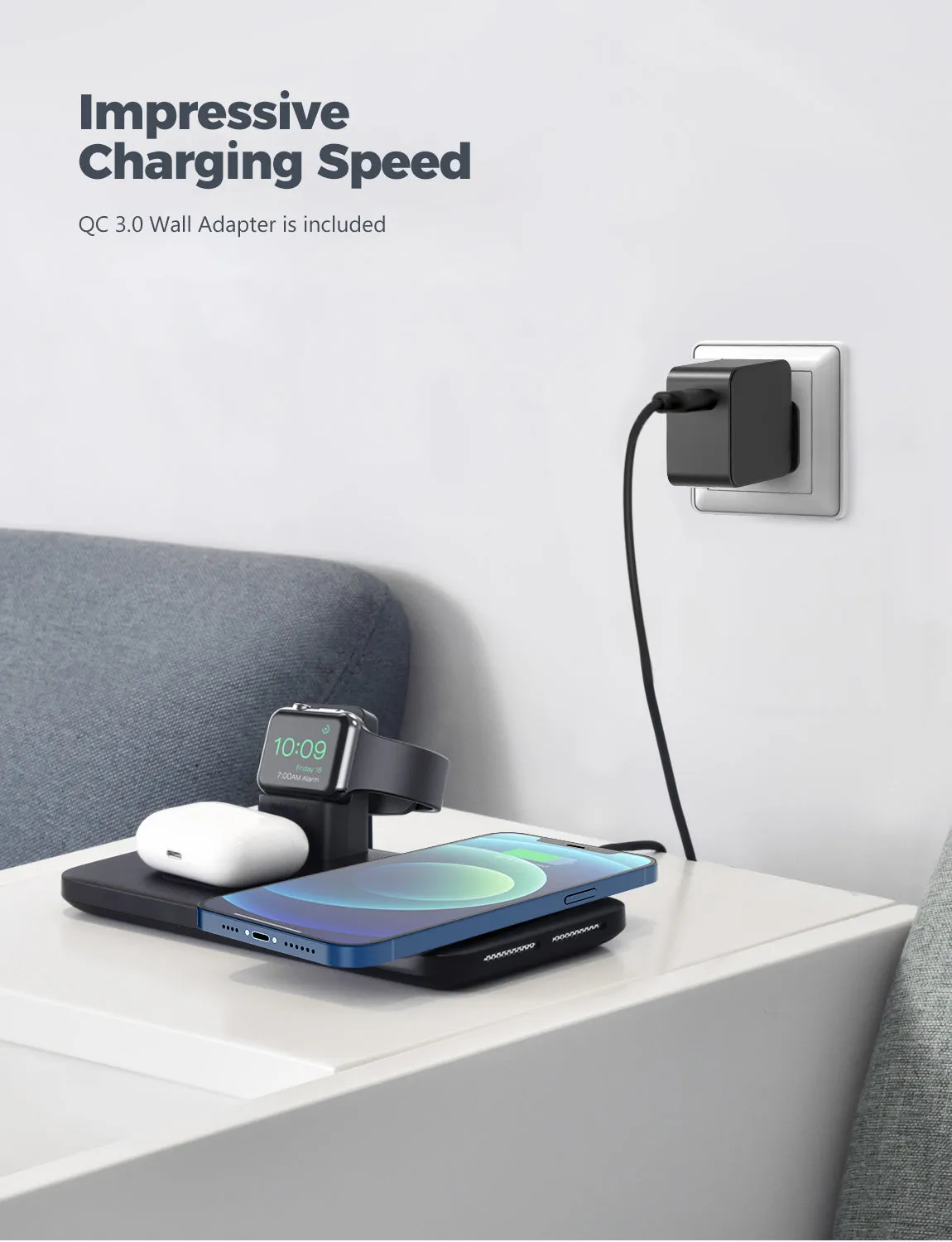 PA202ABUS 3 in 1 Wireless Charging Station (with Adapter)