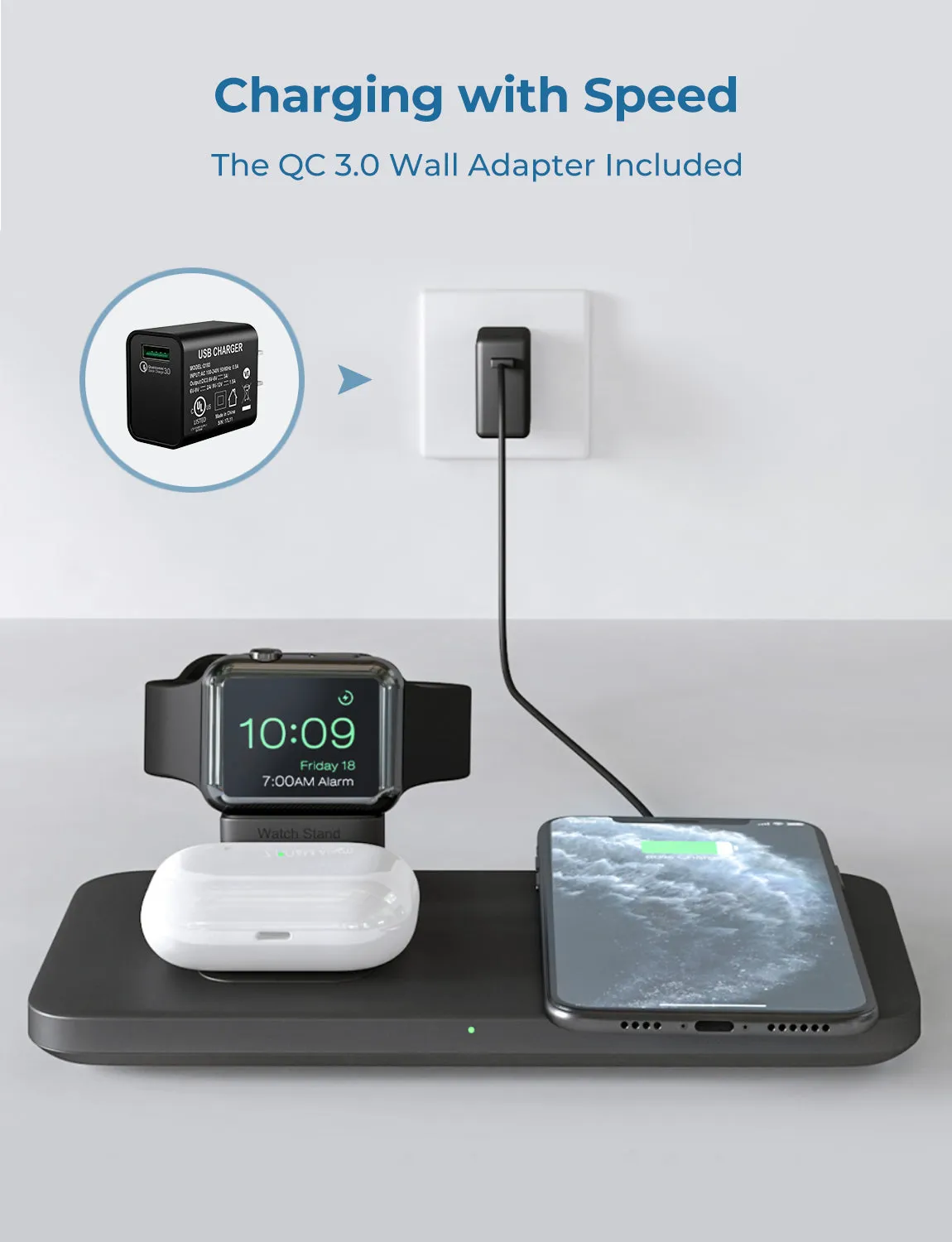 PA202ABUS 3 in 1 Wireless Charging Station (with Adapter)