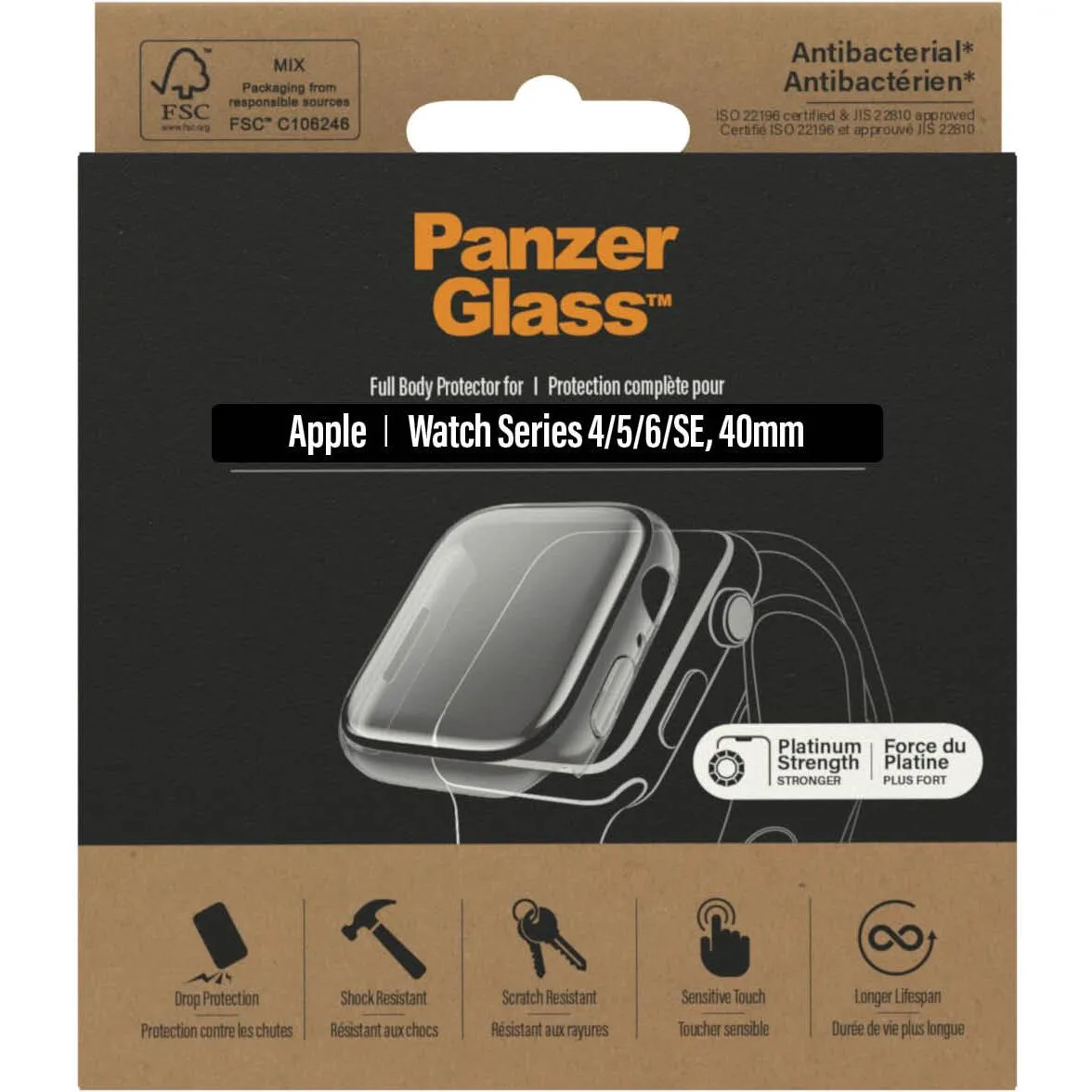 PanzerGlass Full Body Protector for Apple Watch 4/5/6/SE 40mm (Clear)