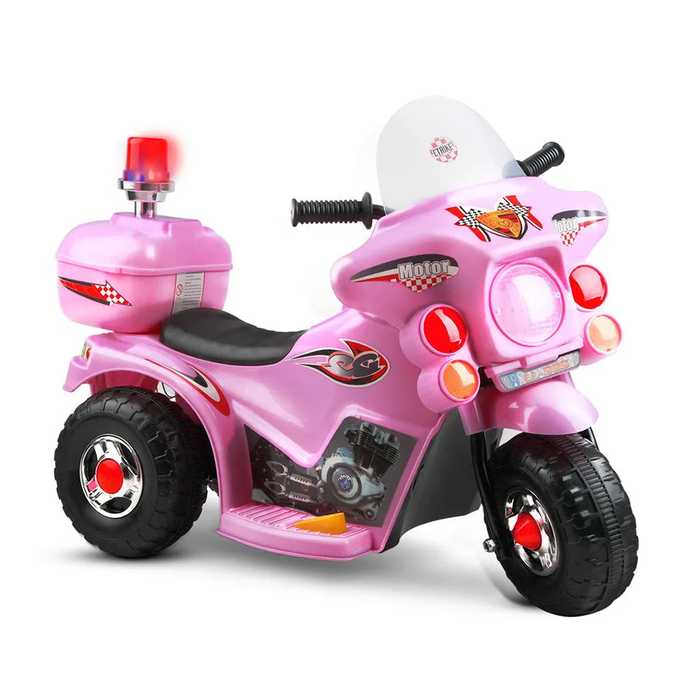 Pink Electric Ride On Police Motorbike, 6V Battery, Rigo