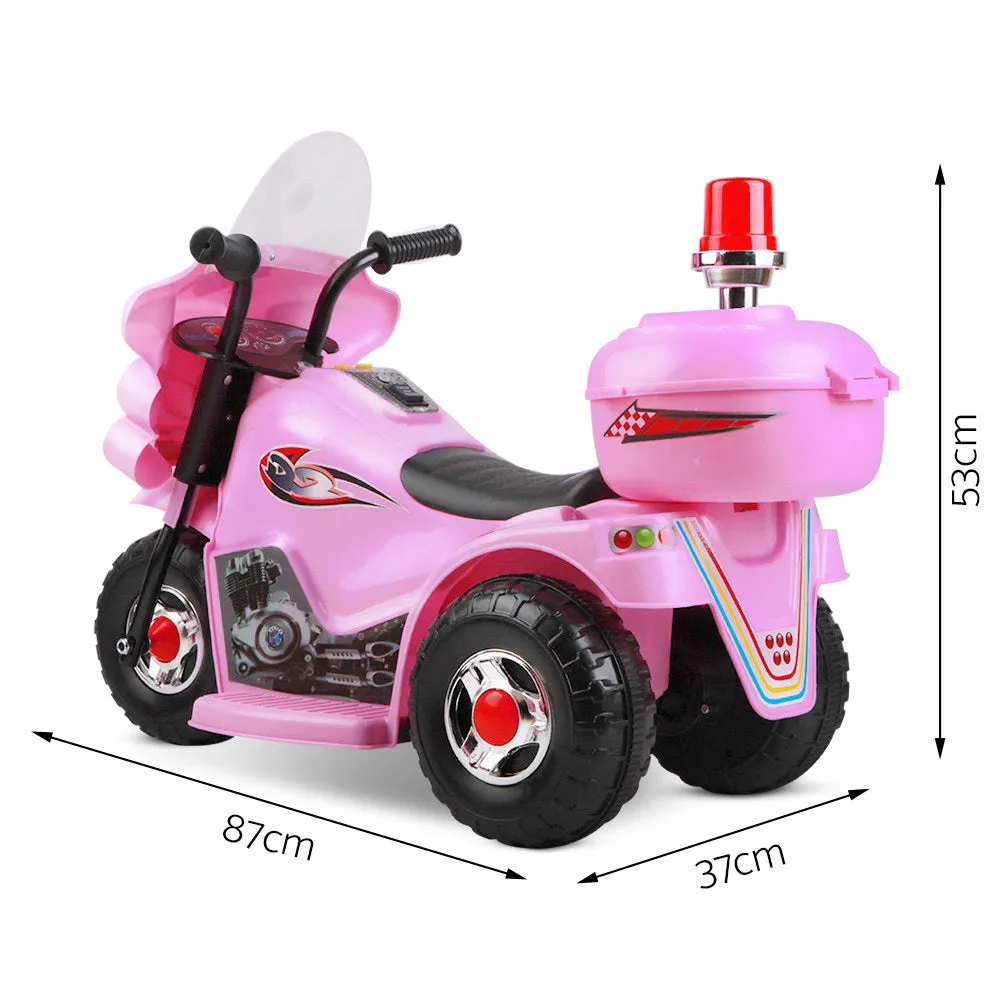 Pink Electric Ride On Police Motorbike, 6V Battery, Rigo