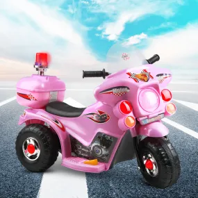 Pink Electric Ride On Police Motorbike, 6V Battery, Rigo