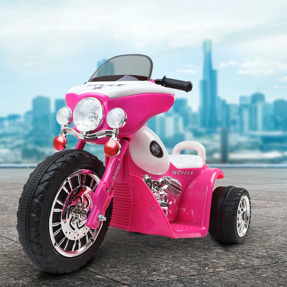 Pink Kids Electric Patrol Police Harley-Inspired 6V Ride On Car - Rigo