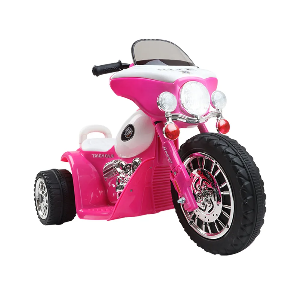 Pink Kids Electric Patrol Police Harley-Inspired 6V Ride On Car - Rigo