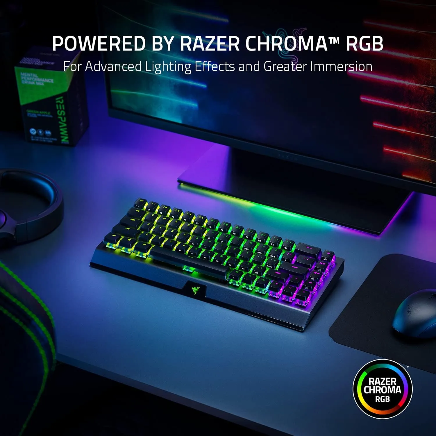 Razer BlackWidow V3 Mini Phantom Edition (綠軸) 65% 無線機械式遊戲鍵盤 RZ03-03892000-R3M