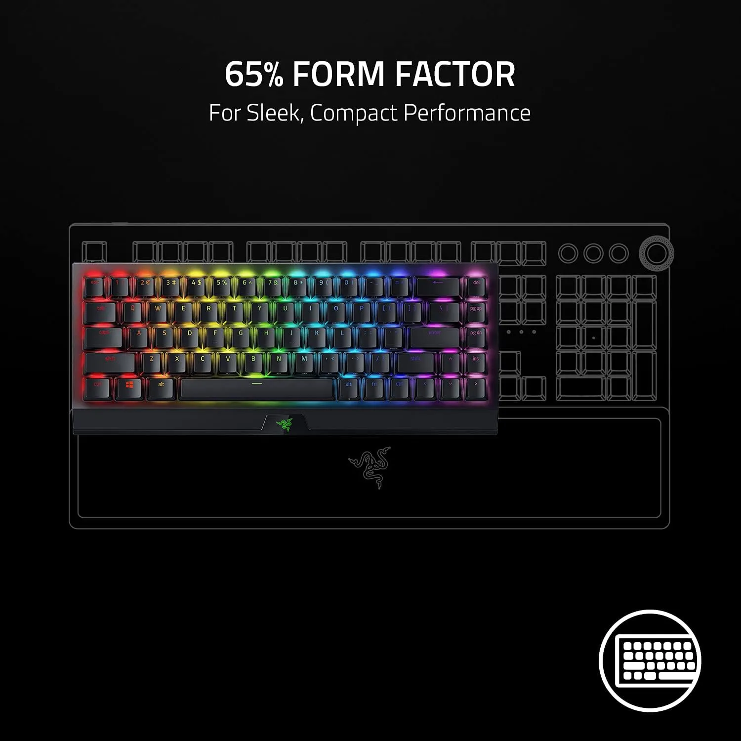 Razer BlackWidow V3 Mini Phantom Edition (綠軸) 65% 無線機械式遊戲鍵盤 RZ03-03892000-R3M