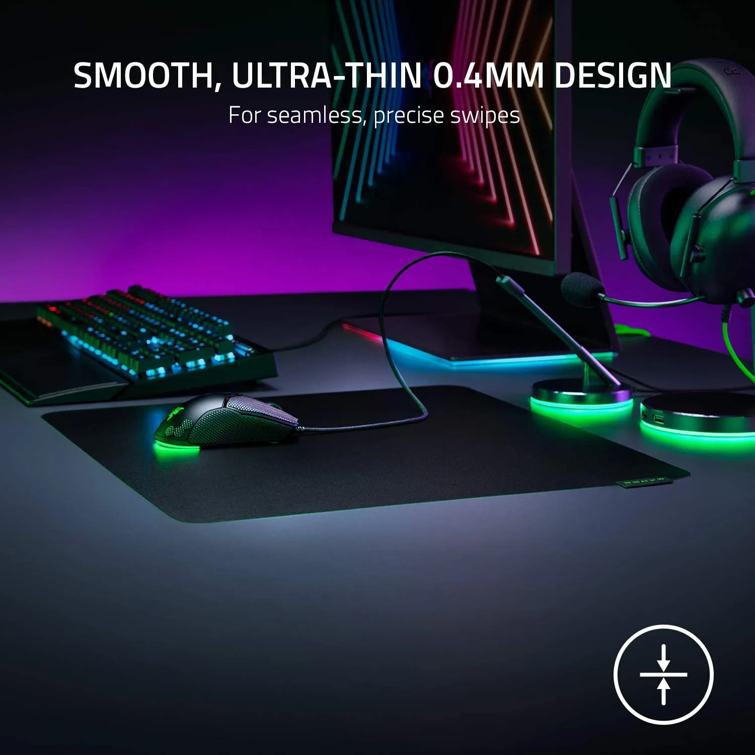 Razer MousePad Sphex V3 Hard Gaming Mouse Mat: Ultra-Thin Form Factor - Tough Polycarbonate Build - Adhesive Base - Large