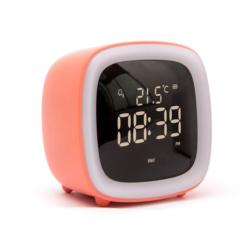 Rechargeable Alarm Clock Night Light Digital Electronic Clock With Temperature Display For Children Desk Clock