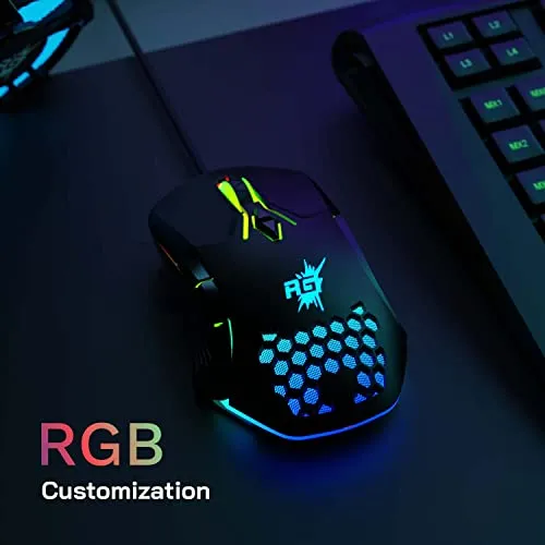 Redgear A-15 Wired Gaming Mouse with RGB, Semi-Honeycomb Design and Upto 6400 DPI for Windows PC Gamers.