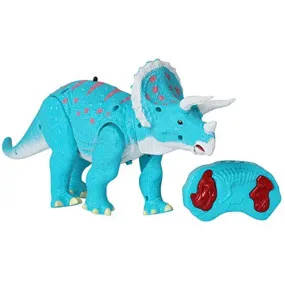 Remote Control Dinosaur - Triceratops Toy Roars, Walks, Lights Up, Bobs its Head