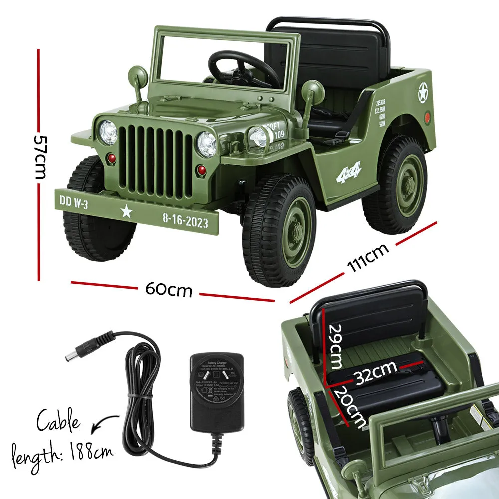 Rigo Military Jeep Electric Ride On Olive