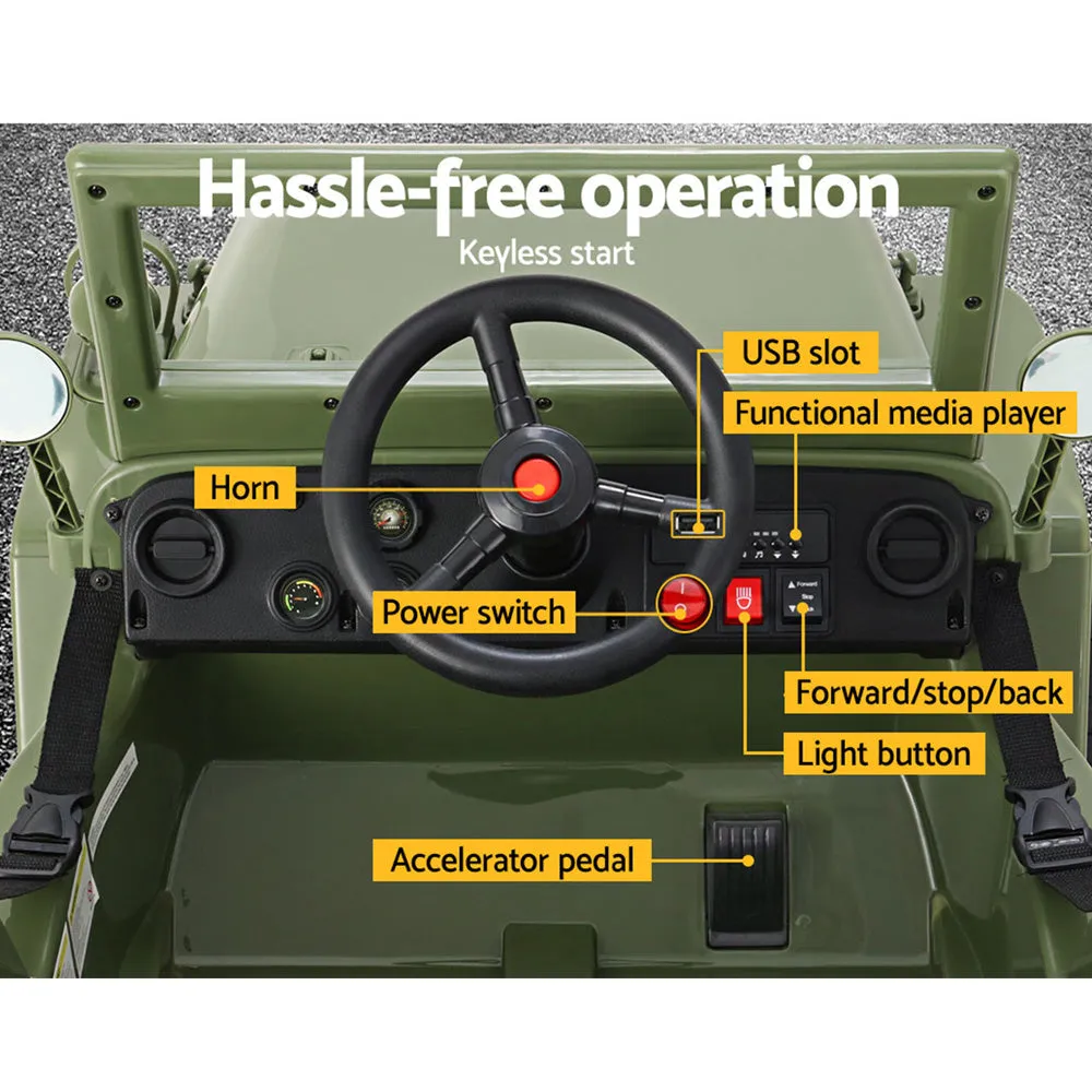 Rigo Military Jeep Electric Ride On Olive